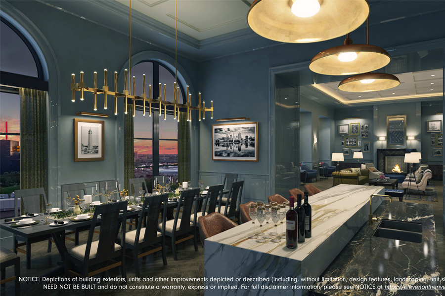 A rendering of what the chef's kitchen and dining area will look like when it's completed.