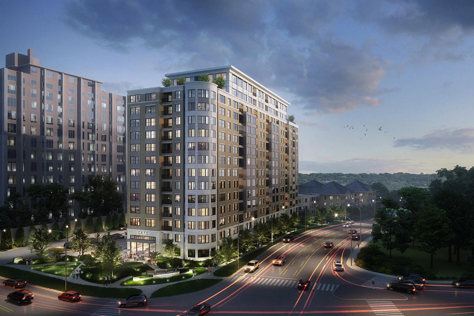 A rendering of Clarendale Clayton, a 13-story, $120 million senior living community that will open in the St. Louis, Mo. area September 2021.