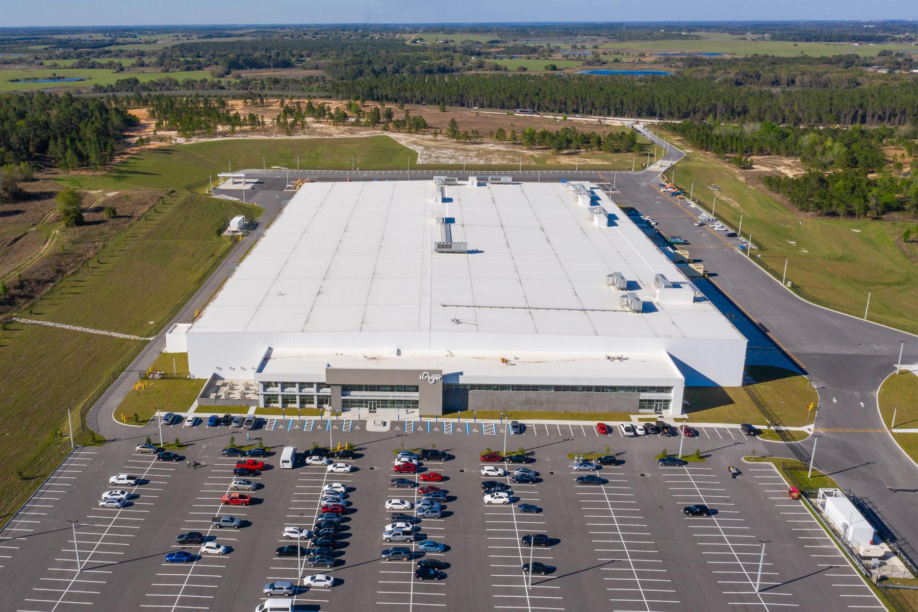 An aerial view of the Kroger distribution center in Groveland, Florida.