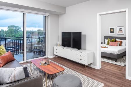 Apartment Interior, Living Room and Bedroom 