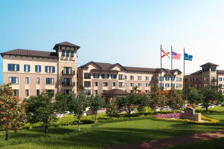A rendering of Grand Living at Wellen Park, a luxury senior living community.