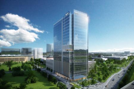 A rending of Legacy West's first Class AA multitenant office tower, which is already 50% leased. 