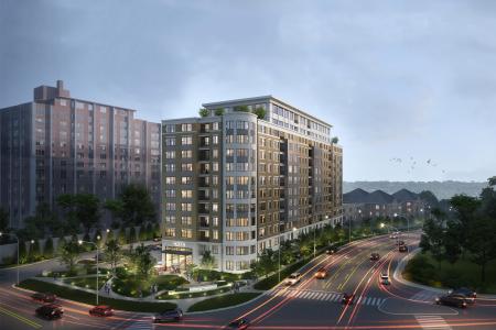 A rendering of Clarendale Clayton, a 13-story luxury senior living community. 