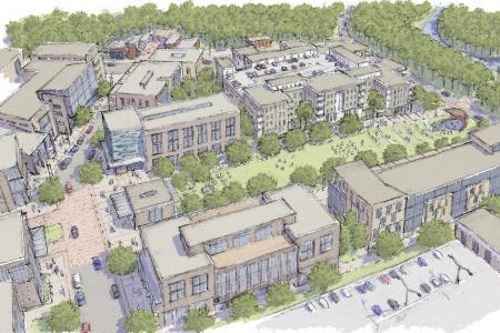 A rendering of the 120,000-square-foot life science and office building as a phase one project within The Glade's 1.4 million-square-foot village center.